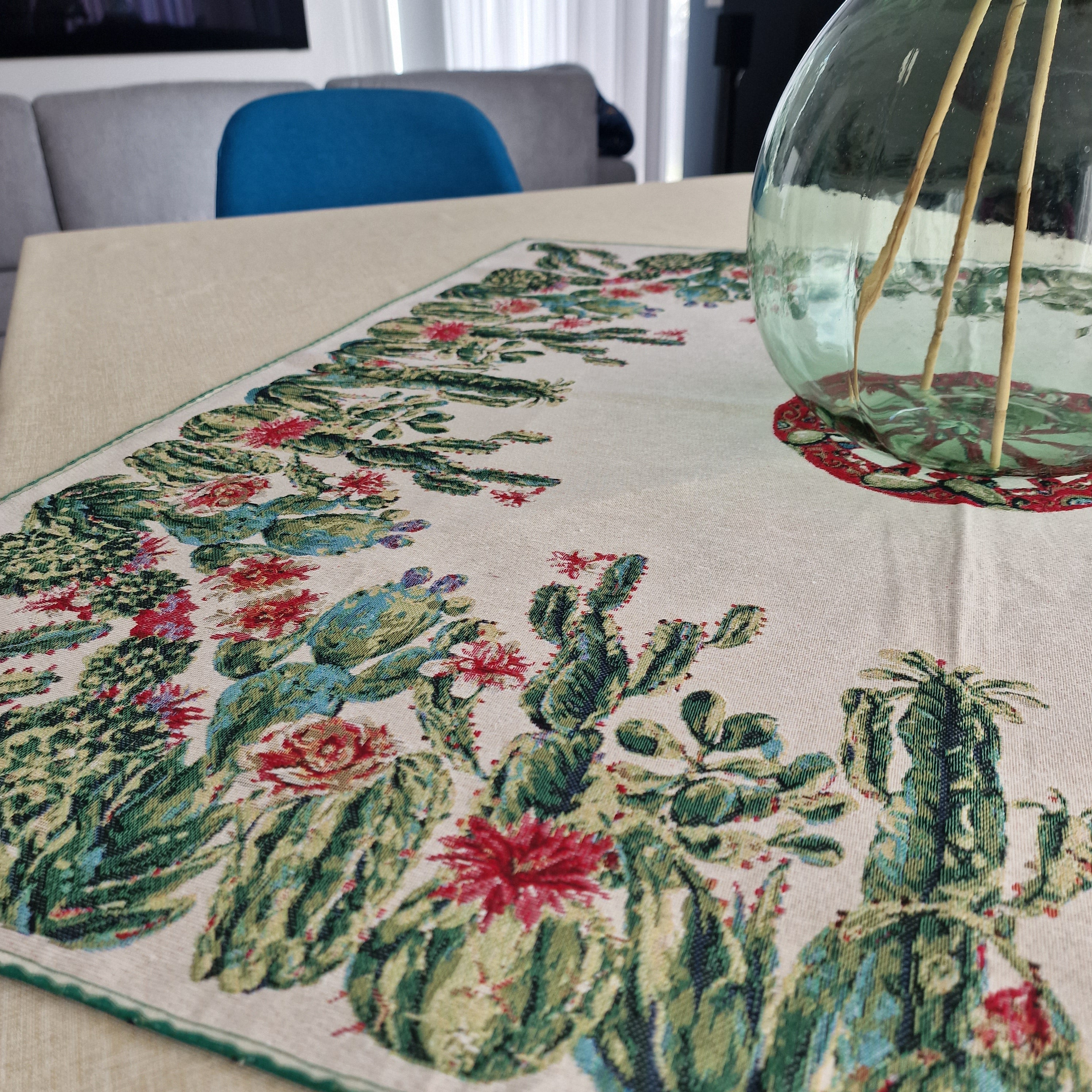 Centrotavola in Gobelin Jacquard — dis. Cactus