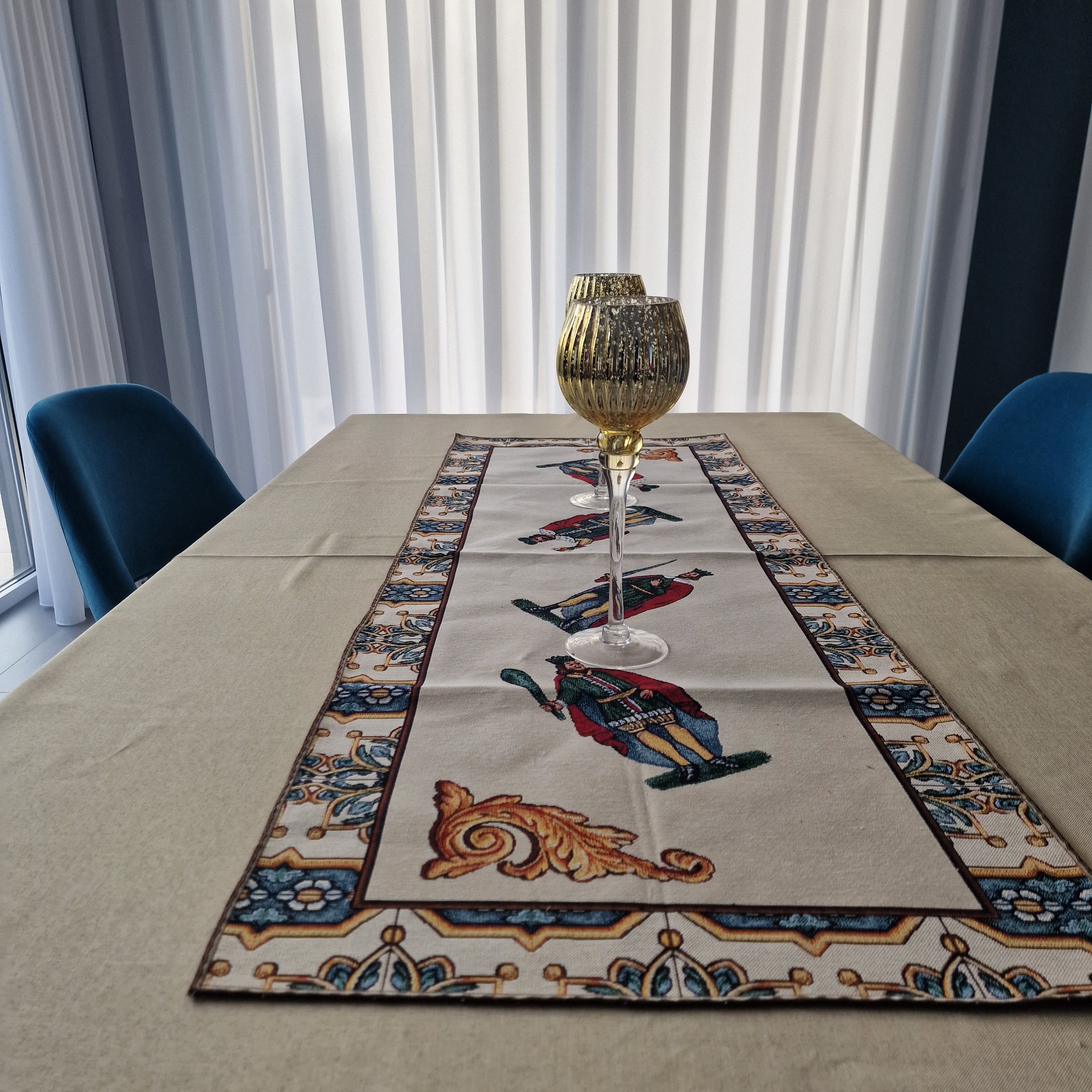 Runner / Striscia in Gobelin Jacquard — dis. Carte Re