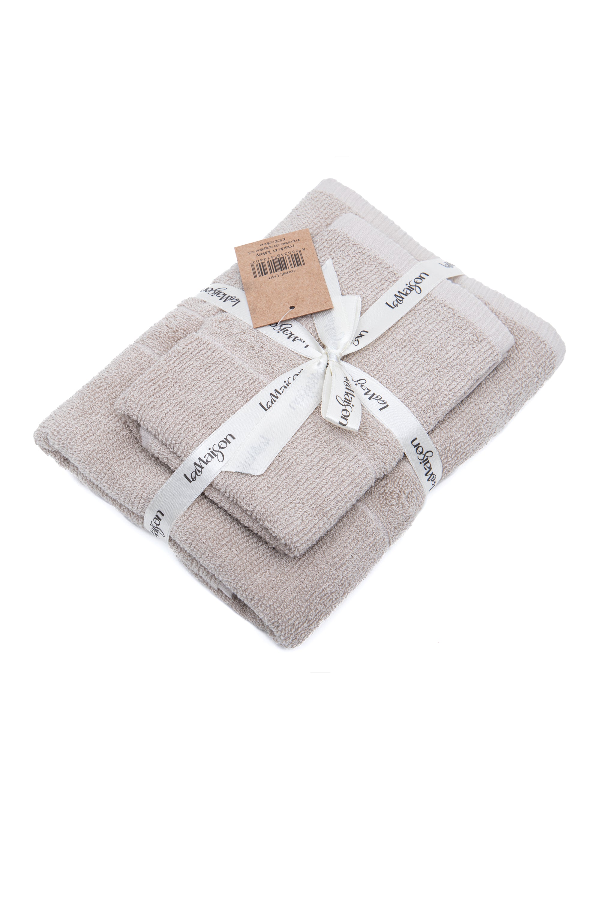 Asciugamano con ospite Beige in cotone 550gsm | In vari disegni