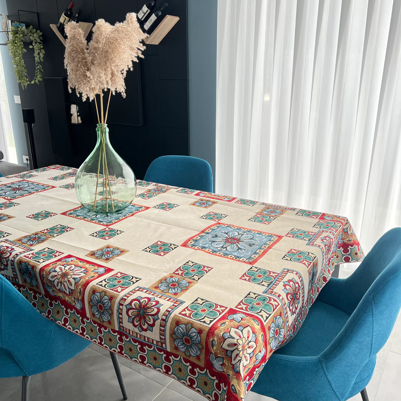 Tovaglia / Copritavolo in Gobelin Jacquard — dis. Maiolica Rossa in varie misure