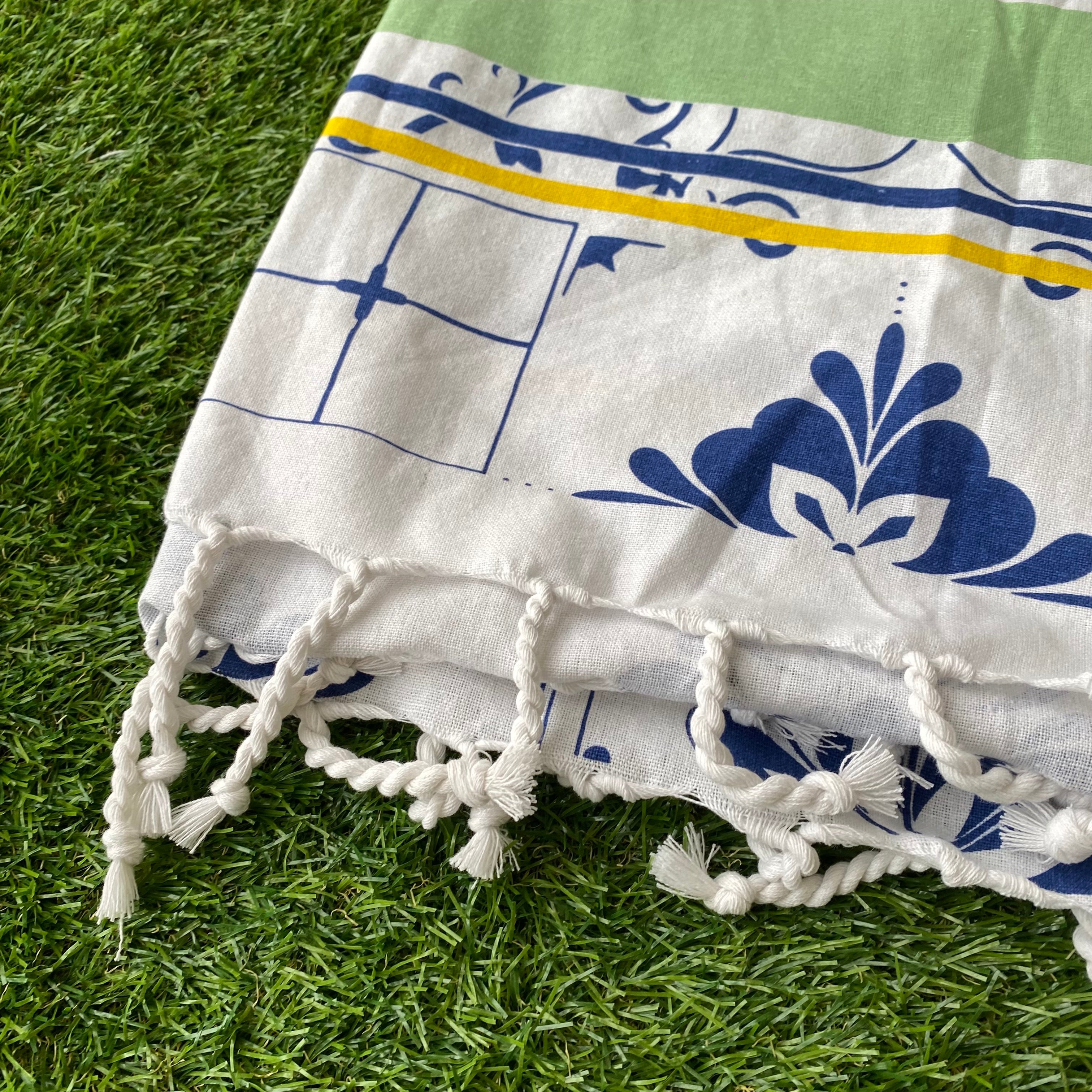 Telo Mare stampato in Fouta 100% cotone con Frange — Limoni