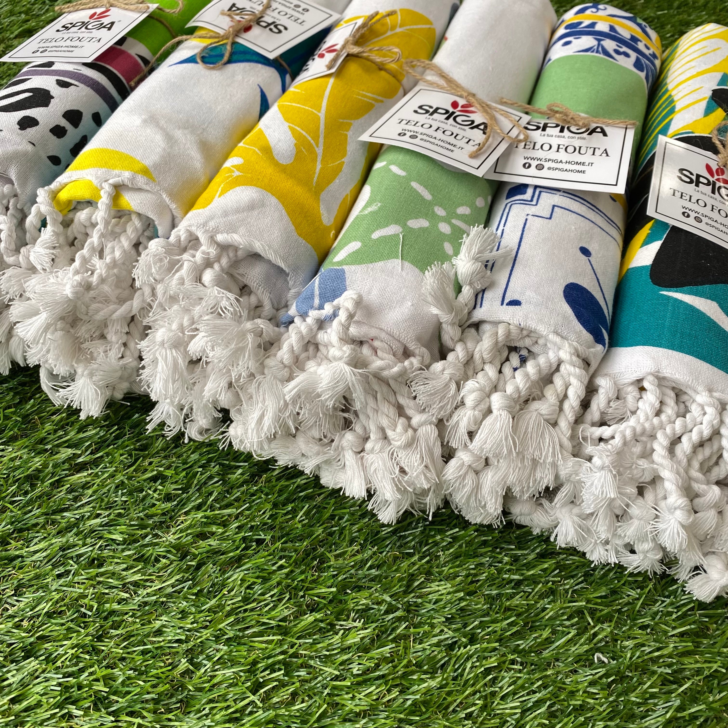 Telo Mare stampato in Fouta 100% cotone con Frange — Limoni