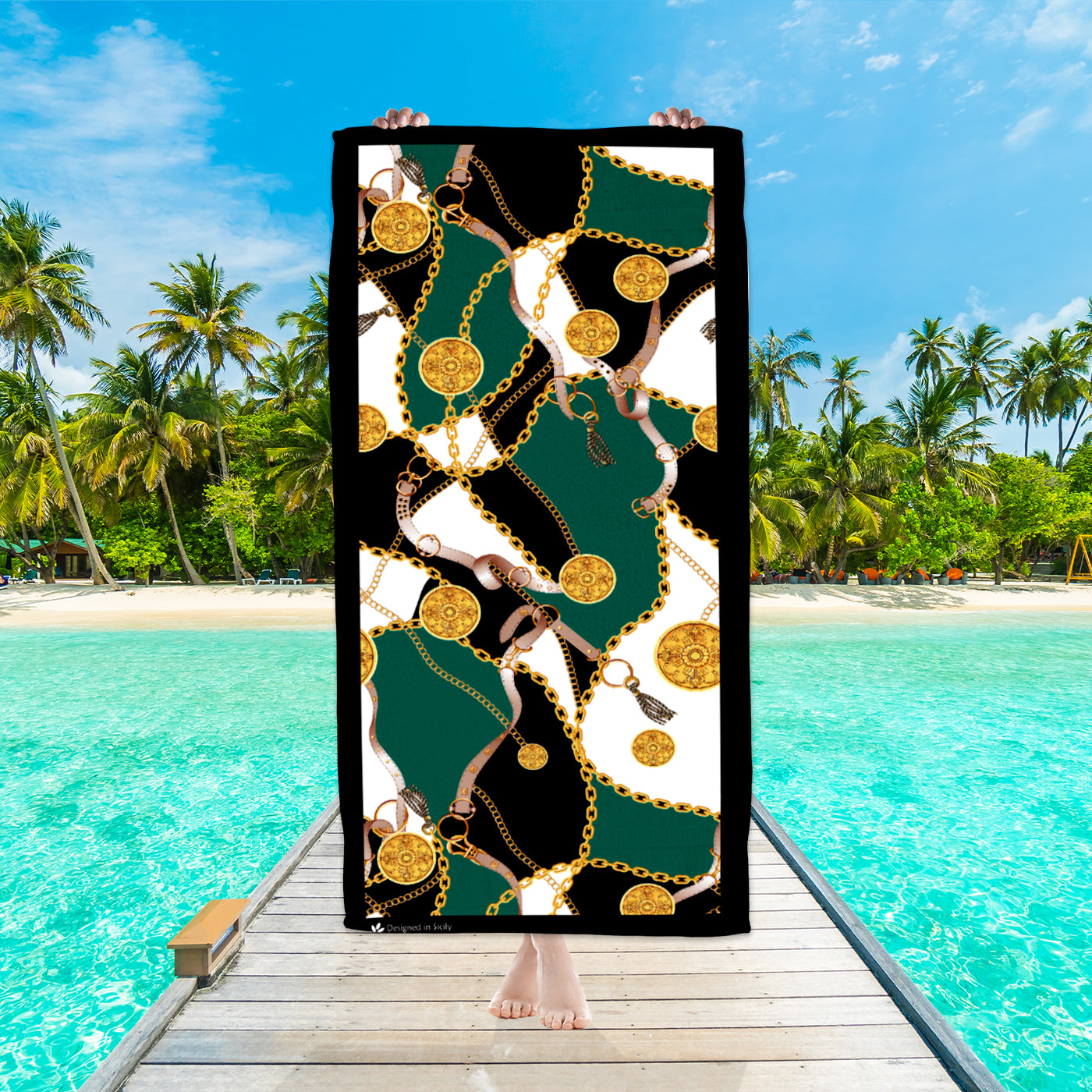 Telo Mare in microfibra Spiga 90x170cm — dis. Marino