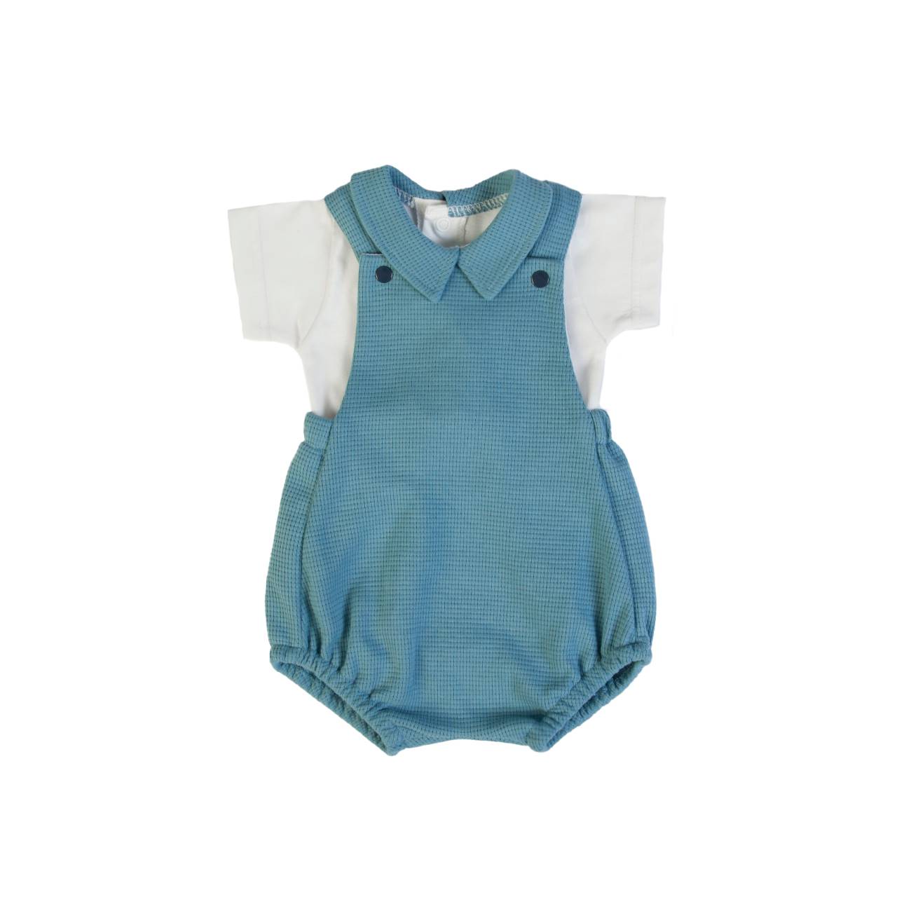 Salopette + Polo neonato estivo azzurro -  dalla 1 alla 18 mesi