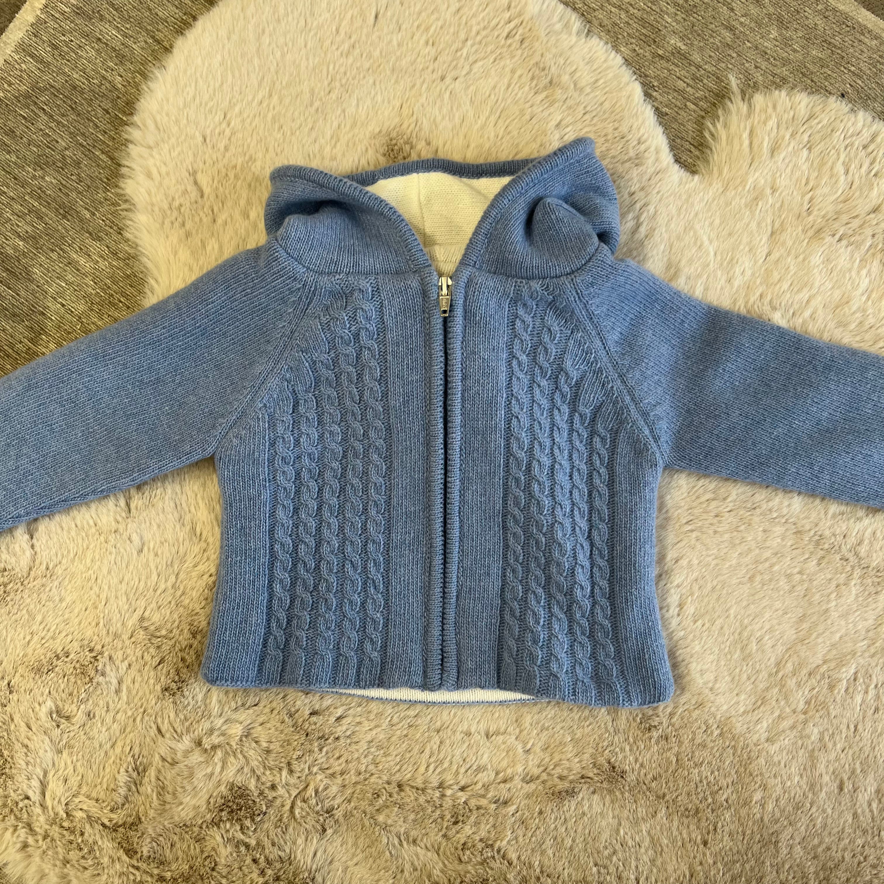 Cappotto in lanamerino e cashmere 6 e 9 mesi blu - WEDOBLE