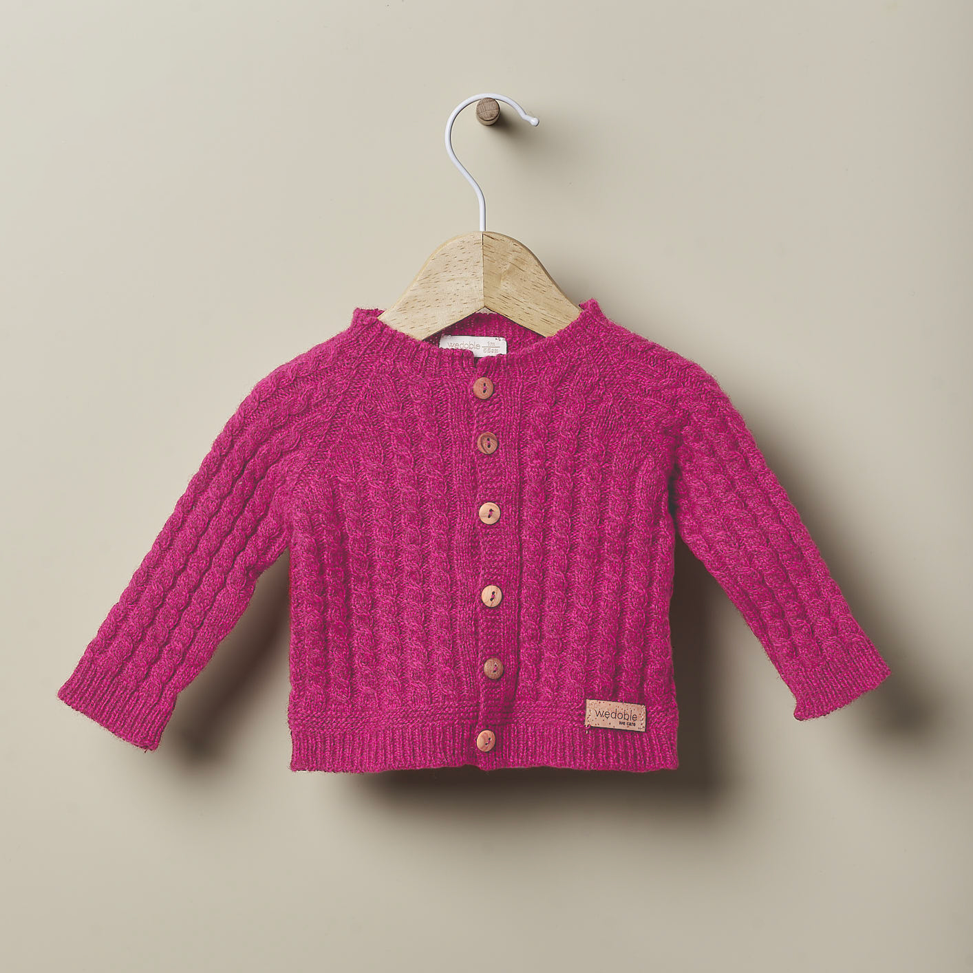 Cardigan Fucsia in lana da 3 a 12 mesi - WEDOBLE