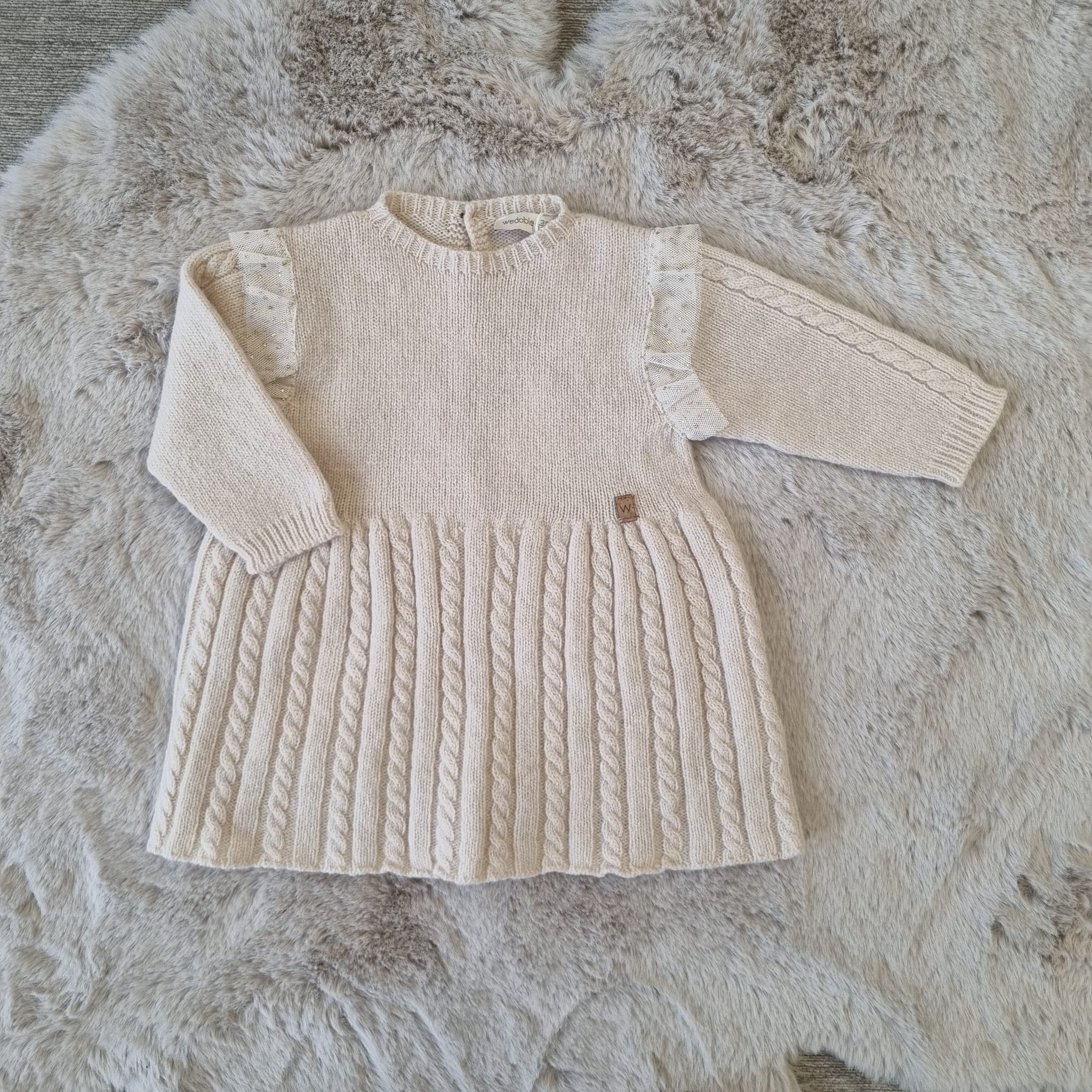 Abito beige in lana e cashmere bimba 3 e 12 mesi - WEDOBLE