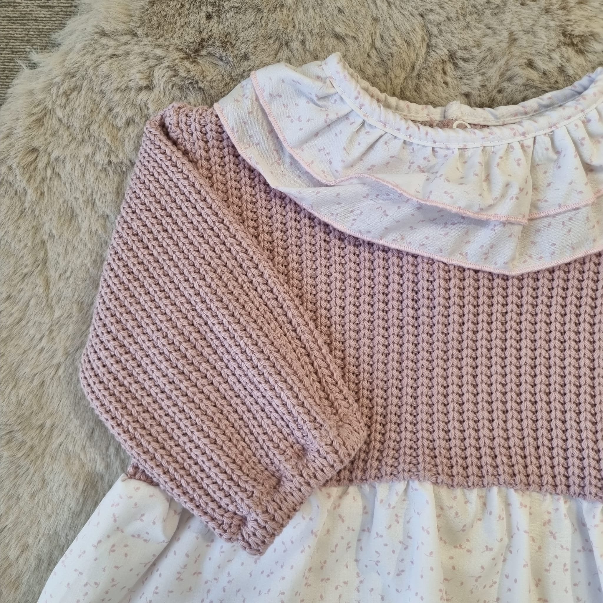 Abito bimba con Rosa dalla 3 alla 12 mesi - FS BABY