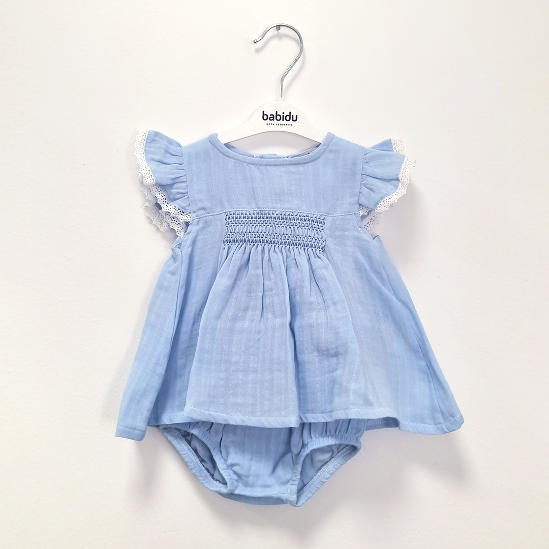 Pagliaccetto Vestitino bambina Azzurro Estivo - dalla 3 alla 24 mesi