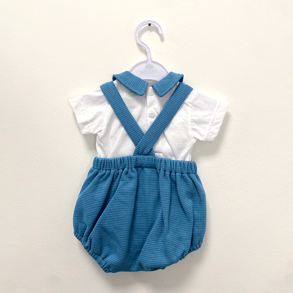 Salopette + Polo neonato estivo azzurro -  dalla 1 alla 18 mesi