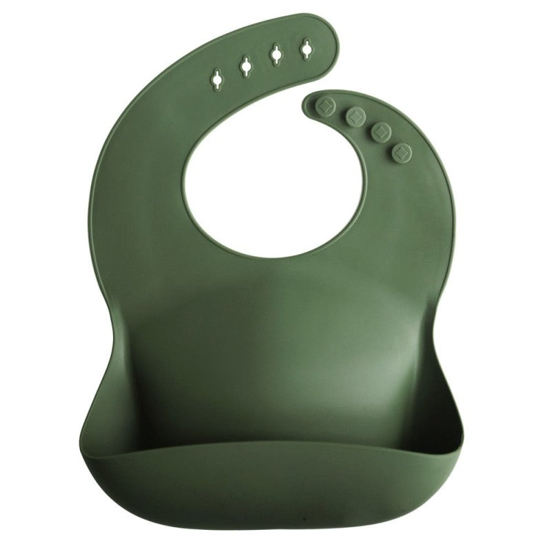 Bavetta in silicone Mushie — Verde Scuro