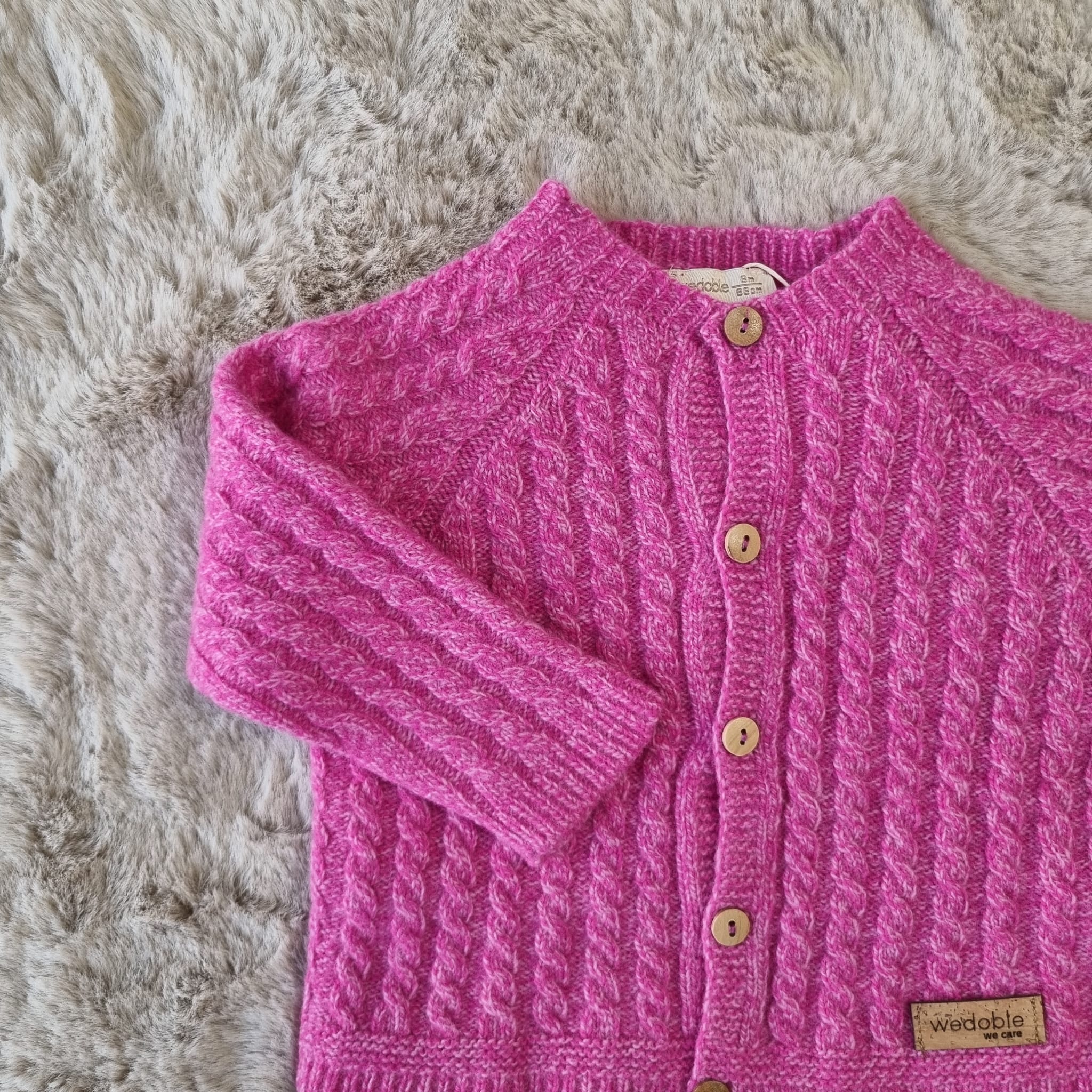 Cardigan Fucsia in lana da 3 a 12 mesi - WEDOBLE