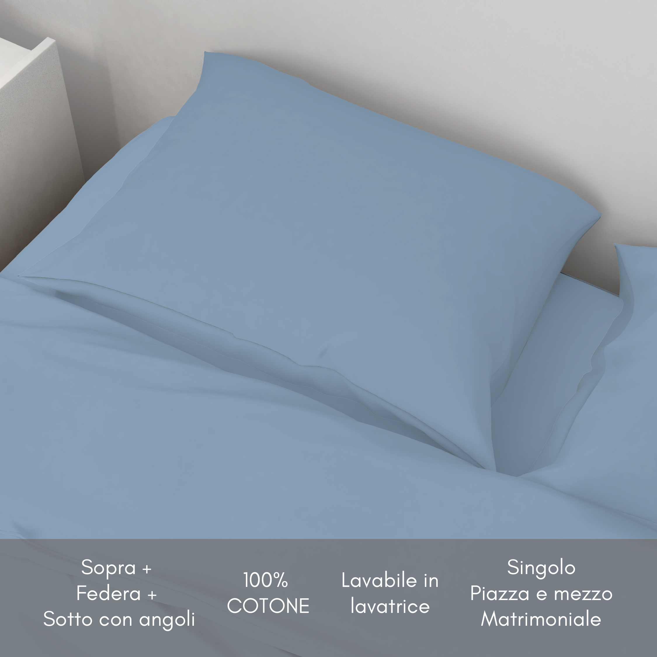 Completo lenzuola letto in cotone - in varie misure e colorazioni