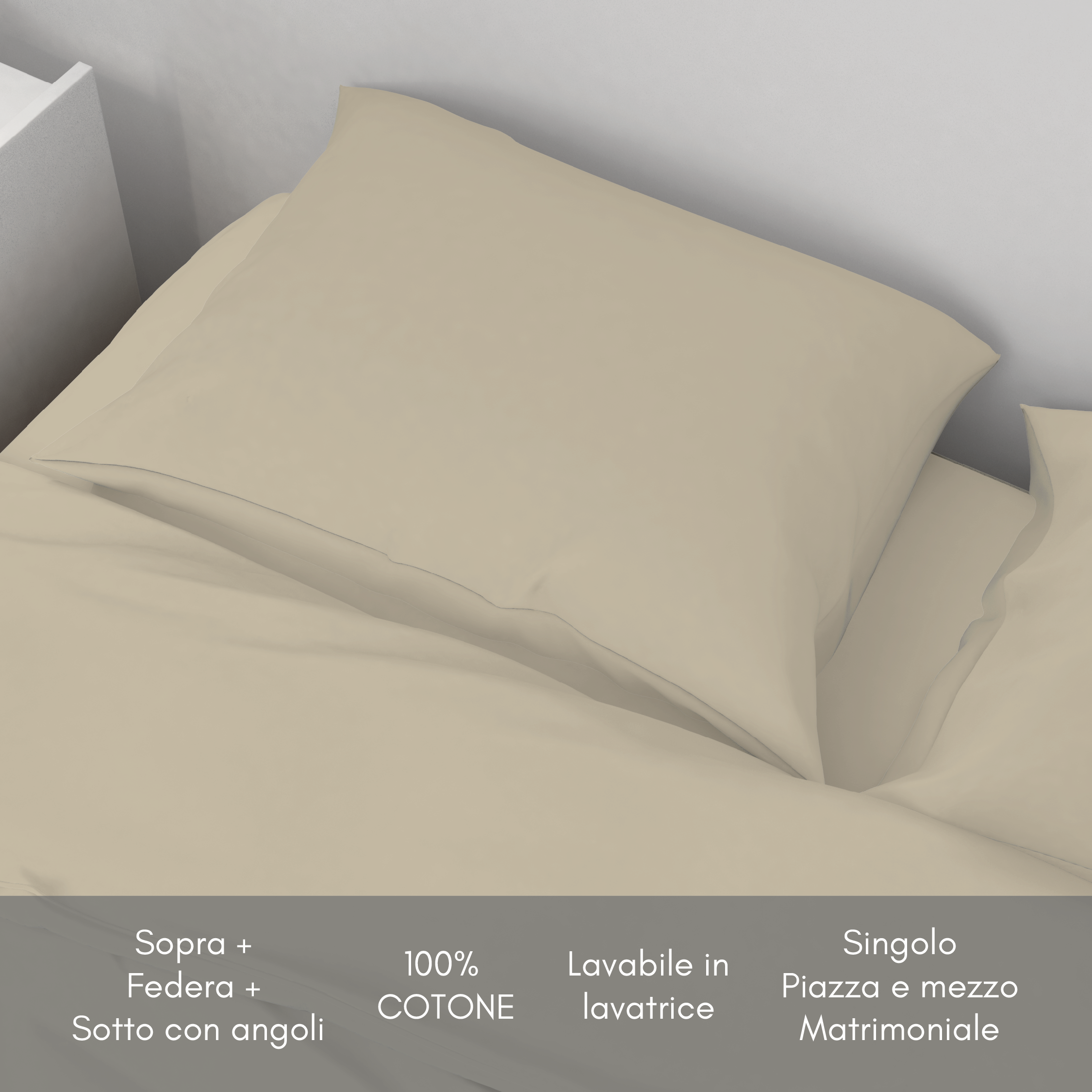 Completo lenzuola letto in cotone - in varie misure e colorazioni