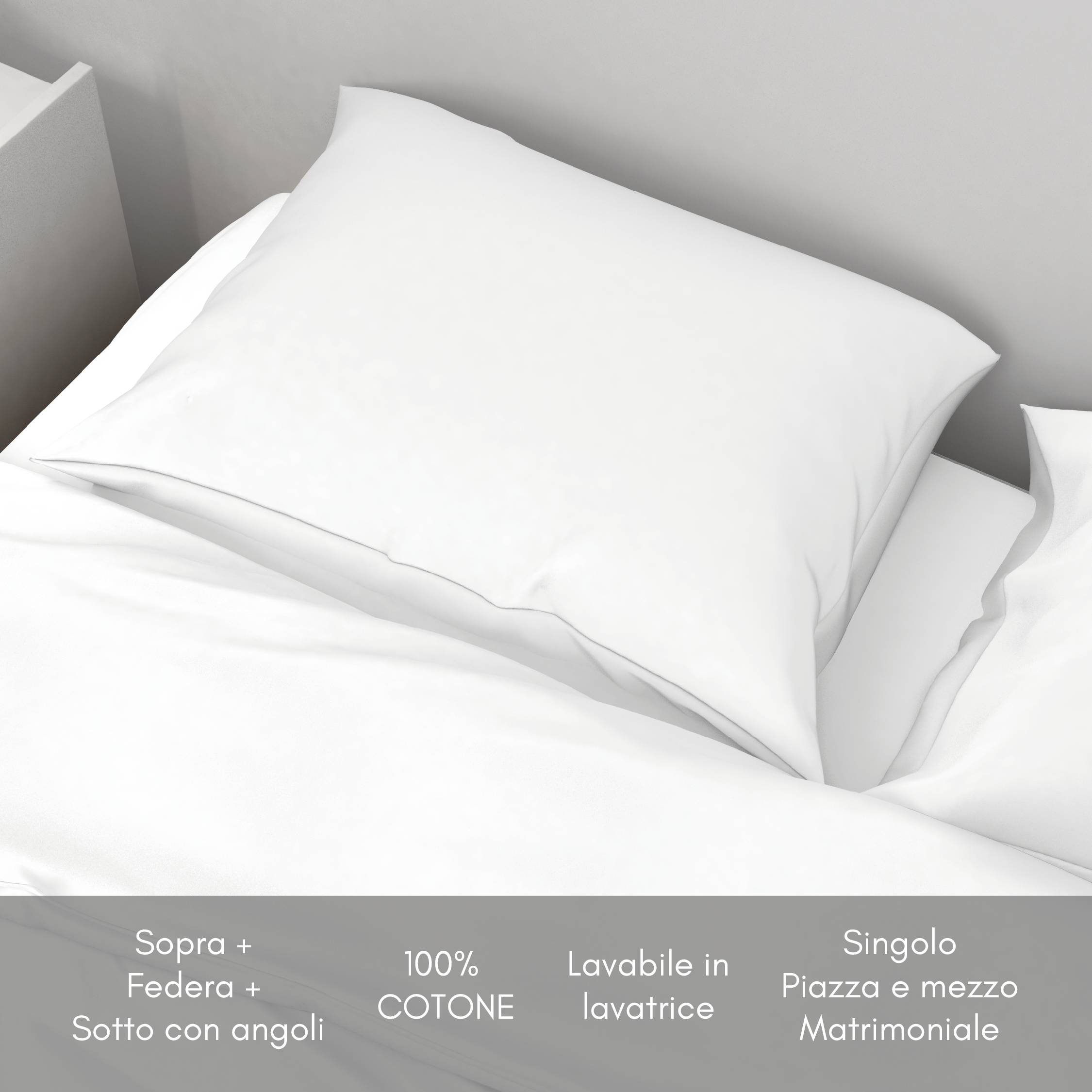 Completo lenzuola letto in cotone - in varie misure e colorazioni