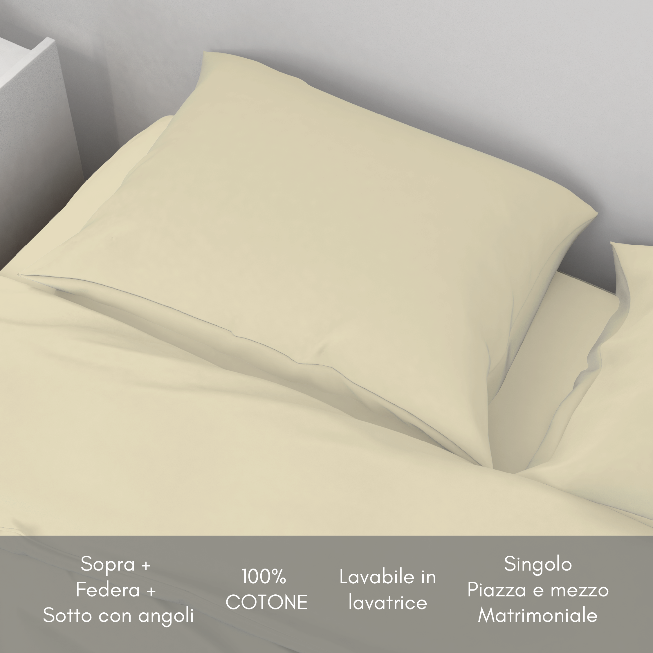 Completo lenzuola letto in cotone - in varie misure e colorazioni