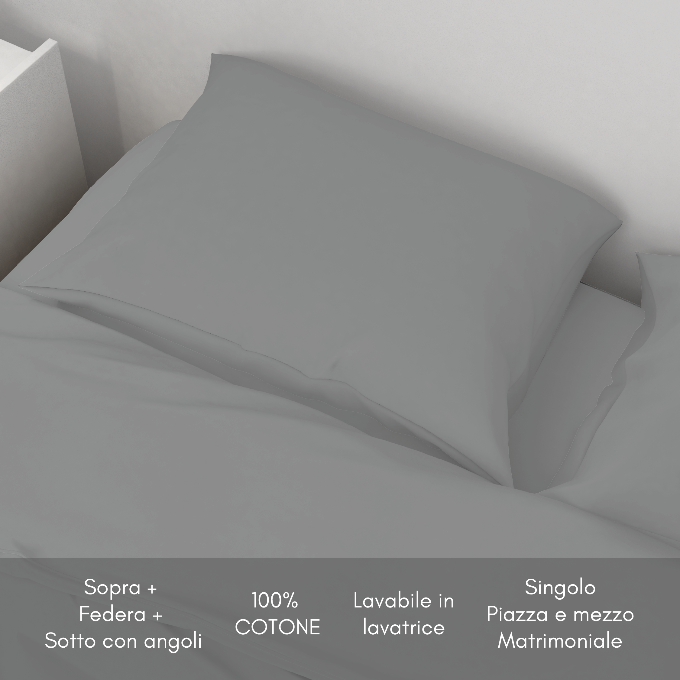 Completo lenzuola letto in cotone - in varie misure e colorazioni