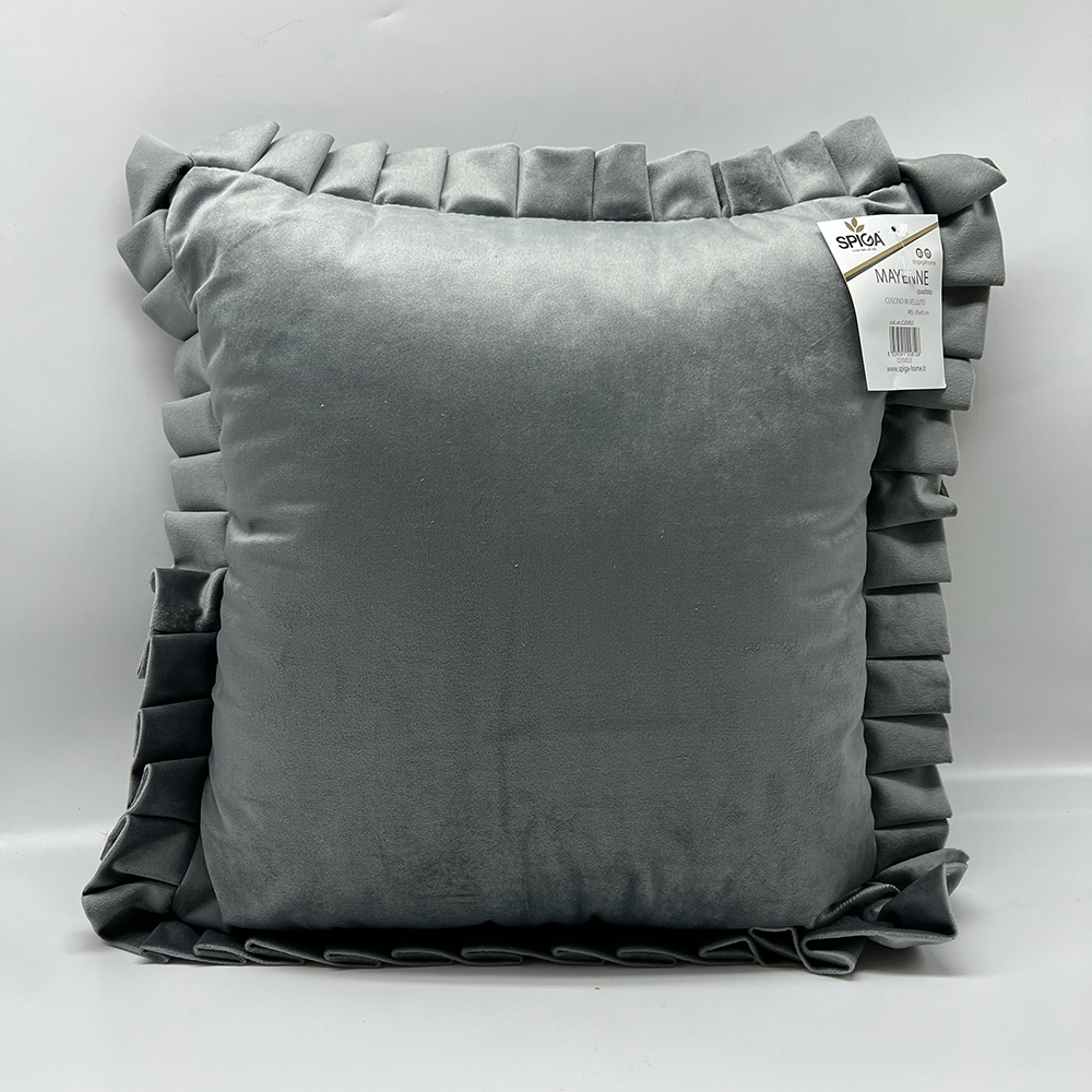 cuscini arredo in velluto quadrato grigio