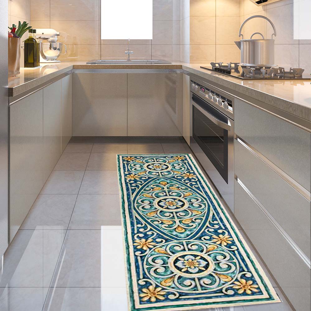 tappeto siciliano per cucina Andalusia cotton house verde acqua blu azzurro